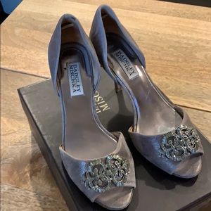 Badgley Mischka Salsa Heel in Pewter/Silver